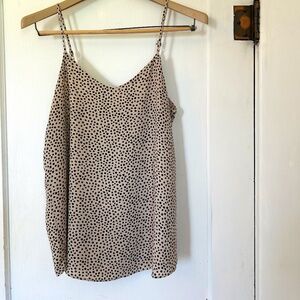 Pink Rose Tan Black Tank Top Polka Dots Sexy Strappy Spaghetti Strap Blouse